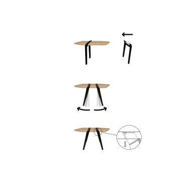 Pi4 TRÉTEAUX DE TABLE D'APPOINT - ECHANTILLON NOIR SEMI BRILLANT